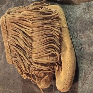 Minnetonka fringe woman's ankle moccasin boots